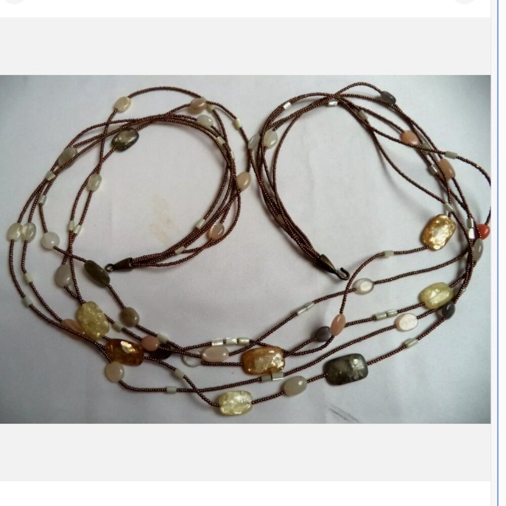VINTAGE ESTATE SIGNED JAY MOP STONE 38" NECKLACE 1974